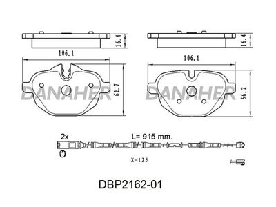 DBP216201 DANAHER Комплект тормозных колодок, дисковый тормоз