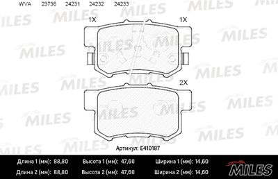 E410187 MILES Комплект тормозных колодок, дисковый тормоз