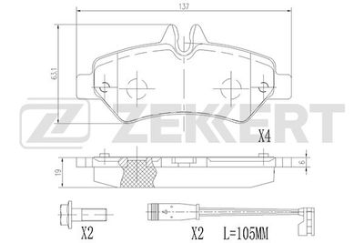 BS2791 ZEKKERT Комплект тормозных колодок, дисковый тормоз