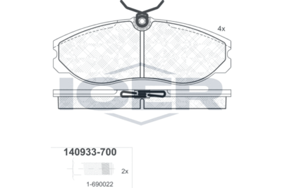 140933700 ICER Комплект тормозных колодок, дисковый тормоз