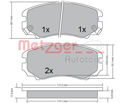 1170379 METZGER Комплект тормозных колодок, дисковый тормоз