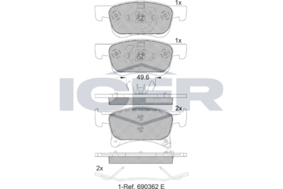 182221 ICER Комплект тормозных колодок, дисковый тормоз