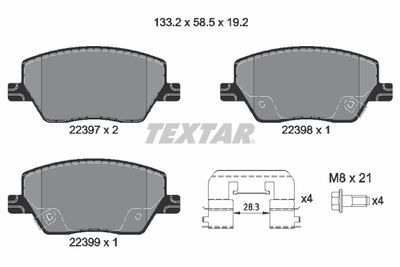 2239701 TEXTAR Комплект тормозных колодок, дисковый тормоз