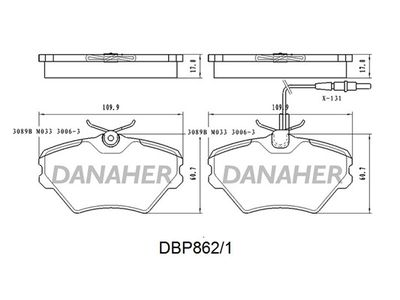 DBP8621 DANAHER Комплект тормозных колодок, дисковый тормоз
