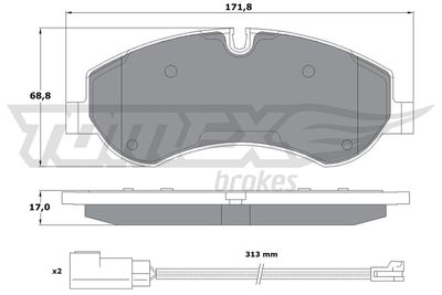 TX1695 TOMEX Brakes Комплект тормозных колодок, дисковый тормоз