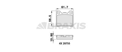 AA0234 BRAXIS Комплект тормозных колодок, дисковый тормоз