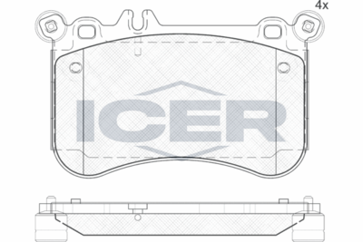 182042 ICER Комплект тормозных колодок, дисковый тормоз