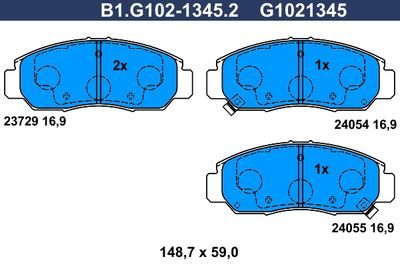 B1G10213452 GALFER Комплект тормозных колодок, дисковый тормоз