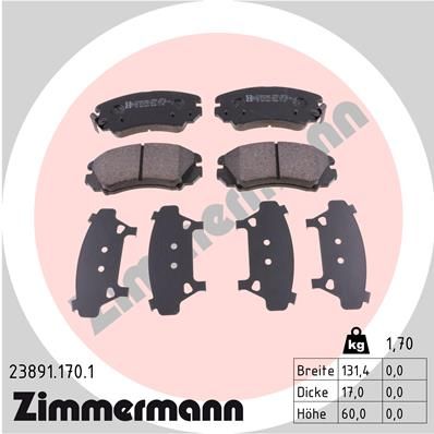238911701 ZIMMERMANN Комплект тормозных колодок, дисковый тормоз