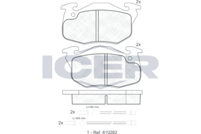 180866 ICER Комплект тормозных колодок, дисковый тормоз