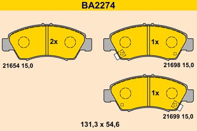 BA2274 BARUM Комплект тормозных колодок, дисковый тормоз