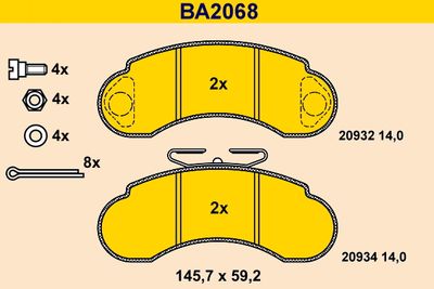 BA2068 BARUM Комплект тормозных колодок, дисковый тормоз