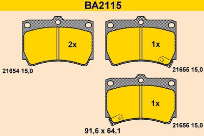 BA2115 BARUM Комплект тормозных колодок, дисковый тормоз
