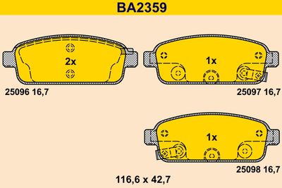 BA2359 BARUM Комплект тормозных колодок, дисковый тормоз