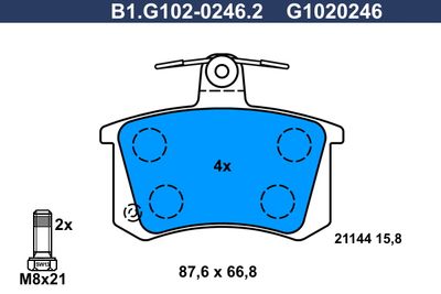 B1G10202462 GALFER Комплект тормозных колодок, дисковый тормоз