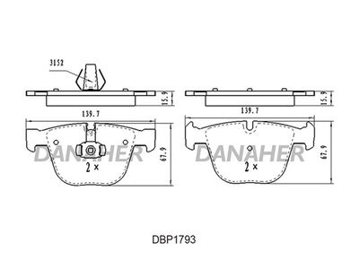 DBP1793 DANAHER Комплект тормозных колодок, дисковый тормоз
