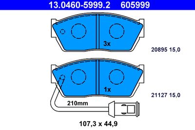 13046059992 ATE Комплект тормозных колодок, дисковый тормоз
