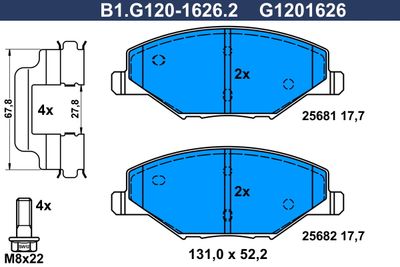 B1G12016262 GALFER Комплект тормозных колодок, дисковый тормоз