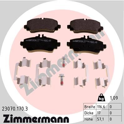 230701703 ZIMMERMANN Комплект тормозных колодок, дисковый тормоз