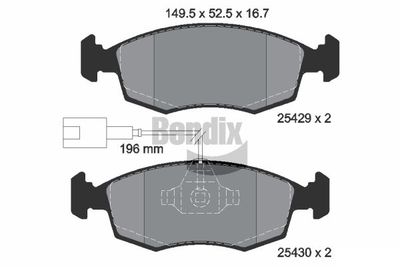 BPD1033 BENDIX Braking Комплект тормозных колодок, дисковый тормоз