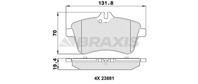 AA0099 BRAXIS Комплект тормозных колодок, дисковый тормоз