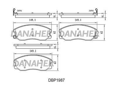 DBP1987 DANAHER Комплект тормозных колодок, дисковый тормоз