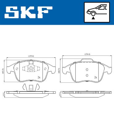 VKBP80063 SKF Комплект тормозных колодок, дисковый тормоз