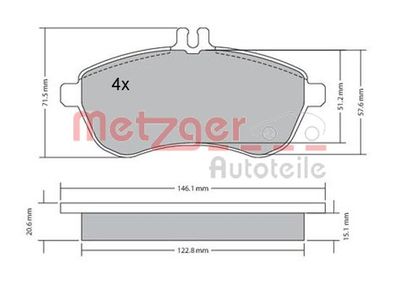 1170046 METZGER Комплект тормозных колодок, дисковый тормоз