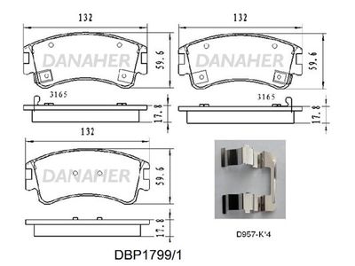 DBP17991 DANAHER Комплект тормозных колодок, дисковый тормоз