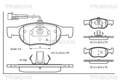 811015006 TRISCAN Комплект тормозных колодок, дисковый тормоз