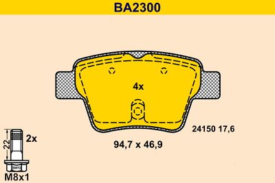 BA2300 BARUM Комплект тормозных колодок, дисковый тормоз