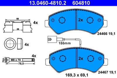 13046048102 ATE Комплект тормозных колодок, дисковый тормоз