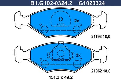 B1G10203242 GALFER Комплект тормозных колодок, дисковый тормоз