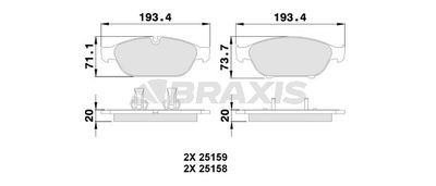 AA0393 BRAXIS Комплект тормозных колодок, дисковый тормоз