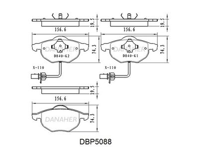DBP5088 DANAHER Комплект тормозных колодок, дисковый тормоз