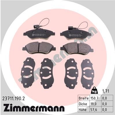 237111902 ZIMMERMANN Комплект тормозных колодок, дисковый тормоз