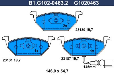 B1G10204632 GALFER Комплект тормозных колодок, дисковый тормоз