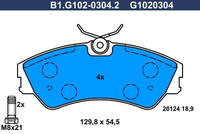 B1G10203042 GALFER Комплект тормозных колодок, дисковый тормоз