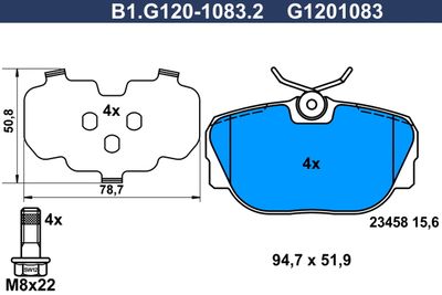 B1G12010832 GALFER Комплект тормозных колодок, дисковый тормоз