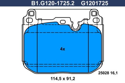 B1G12017252 GALFER Комплект тормозных колодок, дисковый тормоз