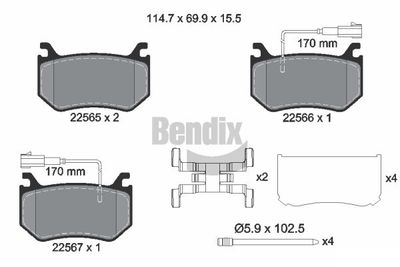 BPD2362 BENDIX Braking Комплект тормозных колодок, дисковый тормоз