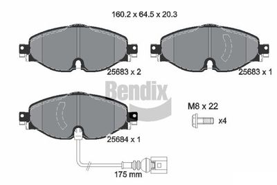 BPD1016 BENDIX Braking Комплект тормозных колодок, дисковый тормоз