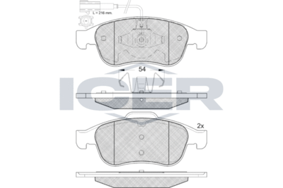 181970 ICER Комплект тормозных колодок, дисковый тормоз