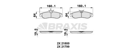 AB0183 BRAXIS Комплект тормозных колодок, дисковый тормоз