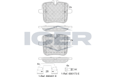 182308 ICER Комплект тормозных колодок, дисковый тормоз