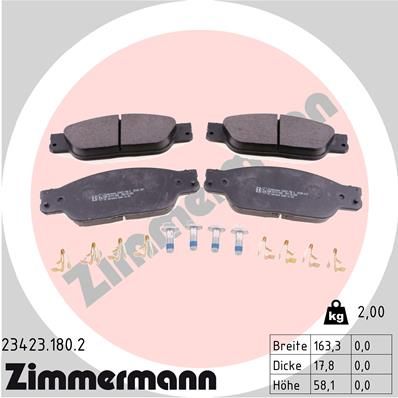 234231802 ZIMMERMANN Комплект тормозных колодок, дисковый тормоз