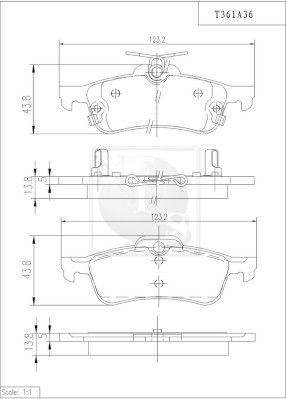 T361A36 NPS Комплект тормозных колодок, дисковый тормоз