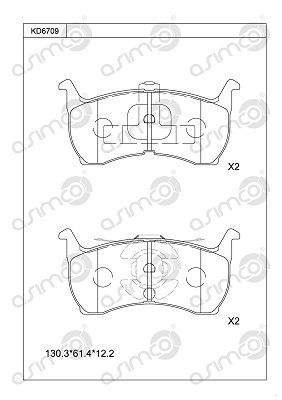 KD6709 ASIMCO Комплект тормозных колодок, дисковый тормоз