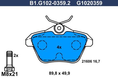 B1G10203592 GALFER Комплект тормозных колодок, дисковый тормоз