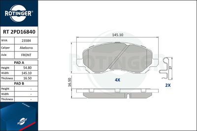 RT2PD16840 ROTINGER Комплект тормозных колодок, дисковый тормоз